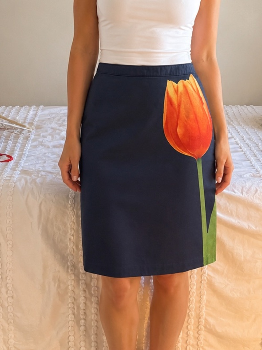 Y2K Isaac Mizrahi for Target Oversized Tulip Floral Midi Pencil Skirt Sz 4